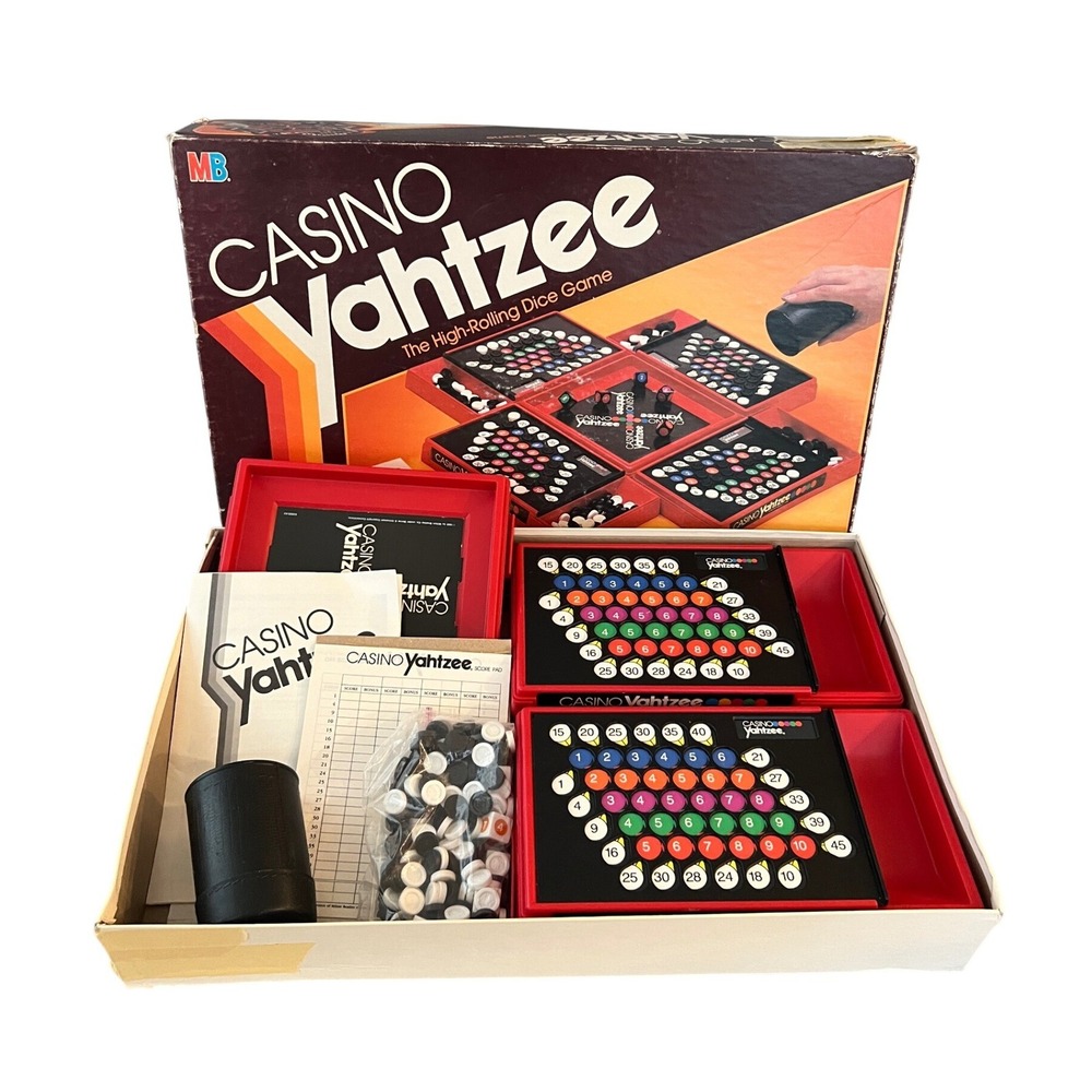 Casino Yahtzee Board Game Milton Bradley Vintage 1986 Retro Dice Game Complete
